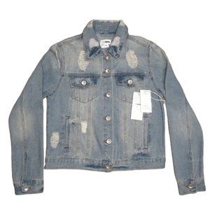 CI Sono Womens Distressed Denim Jacket, New, Size - S